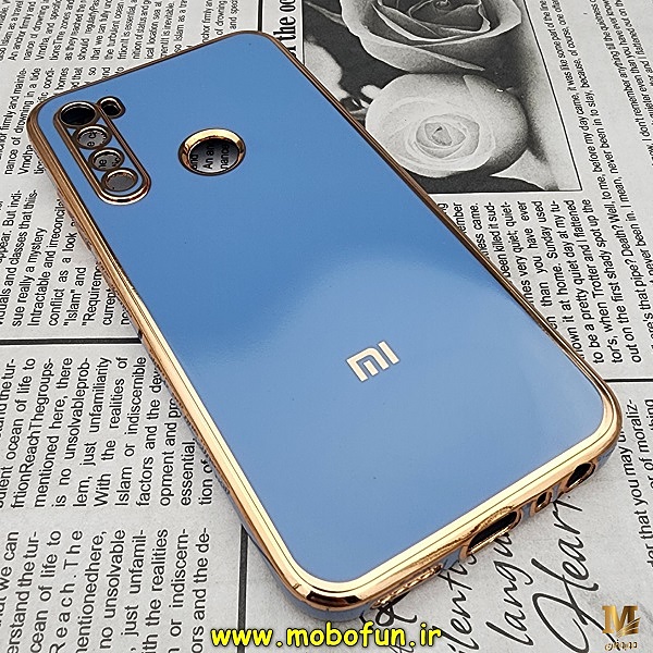 قاب گوشی Xiaomi Redmi Note 8 - Redmi Note 8 2021 شیائومی طرح ژله ای مای کیس گلد لاین دور طلایی محافظ لنز دار آبی سیرا کد 562