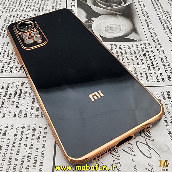قاب گوشی Redmi Note 11 4G - Redmi Note 11S شیائومی طرح ژله ای مای کیس گلد لاین دور طلایی محافظ لنز دار مشکی کد 27