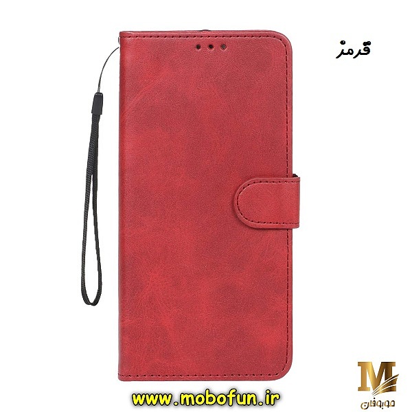 کیف گوشی Redmi Note 11 4G - Redmi Note 11S شیائومی مگنتی طرح چرم کتابی محافظ لنزدار قرمز کد 278