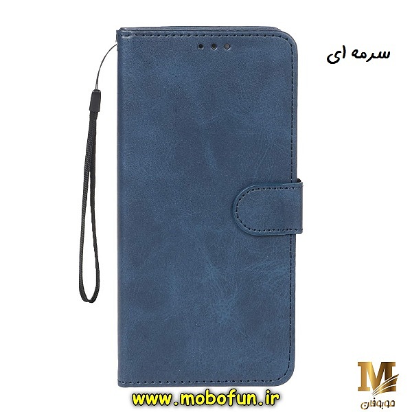کیف گوشی Redmi Note 11 4G - Redmi Note 11S شیائومی مگنتی طرح چرم کتابی محافظ لنزدار سرمه ای کد 279