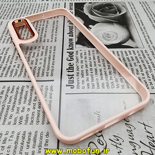 قاب گوشی Galaxy A30S - Galaxy A50S - Galaxy A50 سامسونگ اورجینال متال کیس Metal طرح پشت طلق شفاف دور سیلیکونی گلبهی کد 639