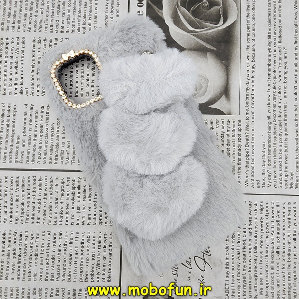 قاب گوشی iPhone 11 Pro Max آیفون طرح پشمالو لاکچری دستبندی قلبی نگین دار خاکستری کد 400