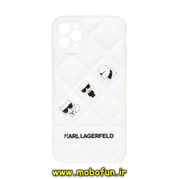 قاب گوشی iPhone 11 Pro Max آیفون پافر PUFFER طرح کارل KARL محافظ لنز دار سفید کد 401