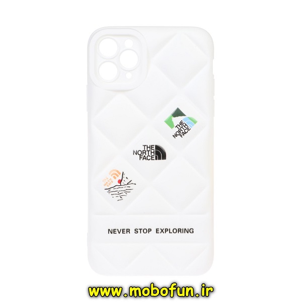 قاب گوشی iPhone 11 Pro Max آیفون پافر PUFFER طرح THE NORTH FACE محافظ لنز دار سفید کد 402