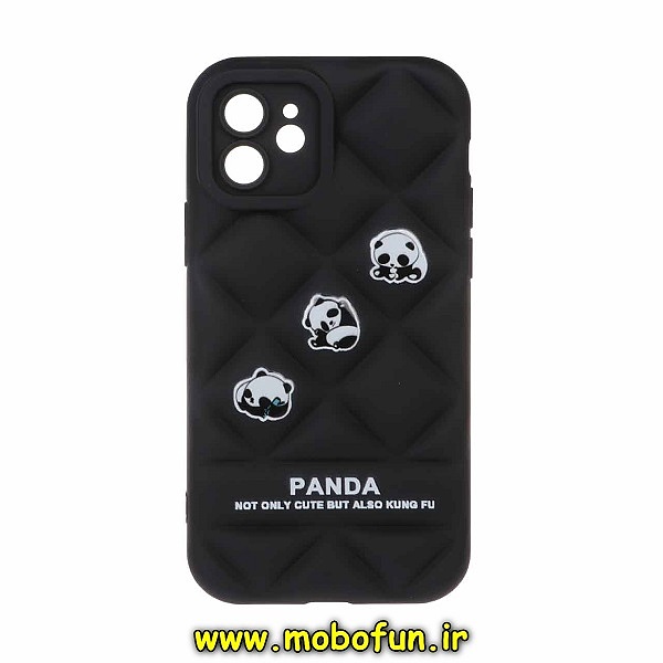 قاب گوشی iPhone 12 آیفون پافر PUFFER طرح پاندا PANDA محافظ لنز دار مشکی کد 612