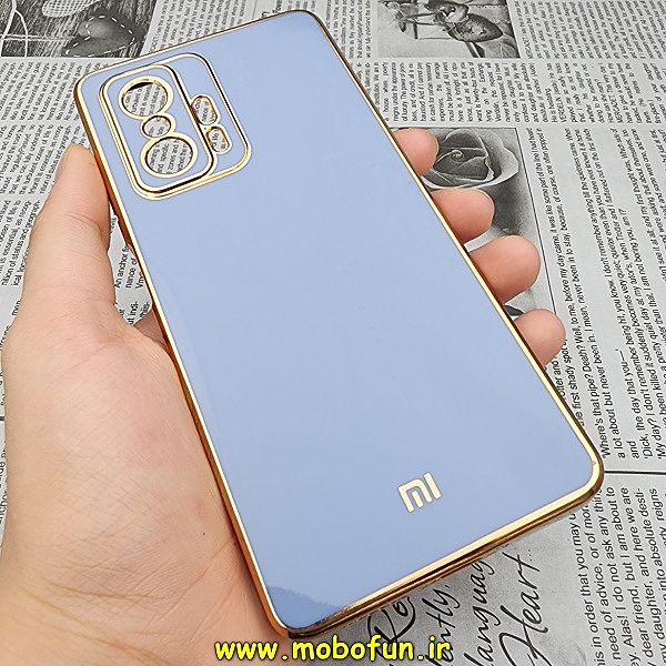 قاب گوشی Xiaomi Mi 11T - Mi 11T Pro شیائومی طرح ژله ای مای کیس گلد لاین دور طلایی محافظ لنز دار آبی سیرا کد 187