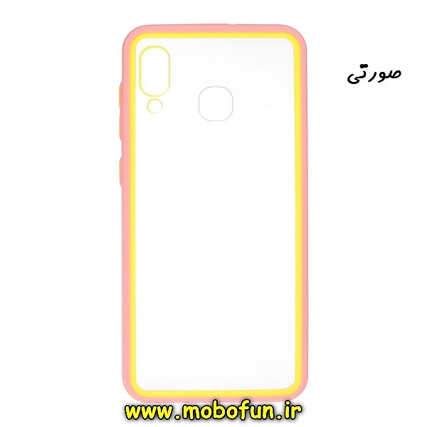 قاب گوشی Galaxy A20 - Galaxy A30 سامسونگ طرح پشت طلق شفاف دور سیلیکونی رنگی صورتی کد 345