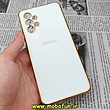 قاب گوشی Galaxy A32 4G سامسونگ طرح ژله ای مای کیس گلد لاین دور طلایی محافظ لنز دار سفید کد 539