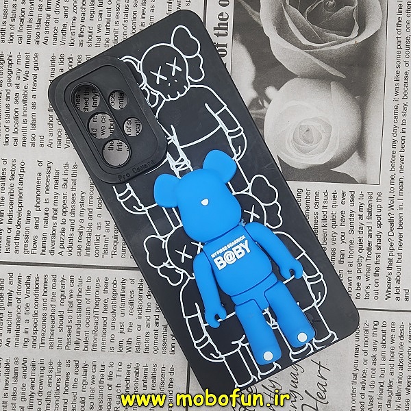 قاب گوشی Galaxy A53 5G سامسونگ طرح سیلیکونی ژله ای سه بعدی برجسته عروسکی محافظ لنز دار مشکی کد 306