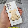 قاب گوشی Galaxy A53 5G سامسونگ طرح ژله ای مای کیس خرس طلایی تدی برجسته POWER BEAR محافظ لنز دار سفید کد 308