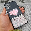 قاب گوشی Galaxy A73 5G سامسونگ طرح رزین قلبی مرواریدی محافظ لنز دار مشکی کد 205