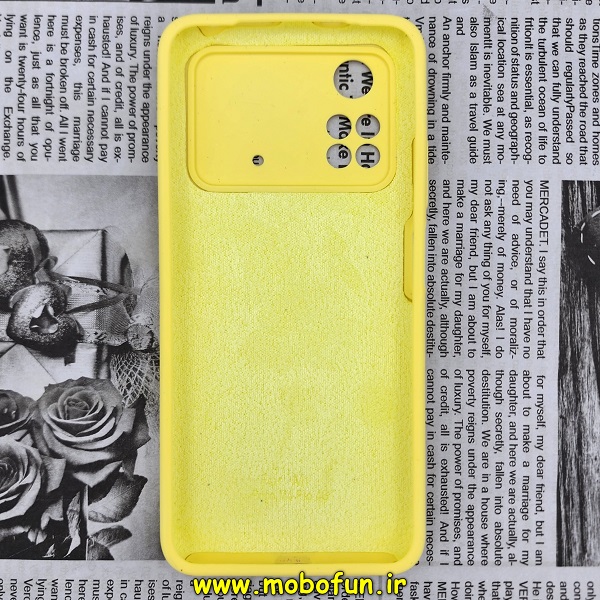 قاب گوشی Poco M4 Pro 4G شیائومی سیلیکونی اورجینال سورا SORA پاک کنی درجه یک زیربسته محافظ لنز دار زرد کد 85