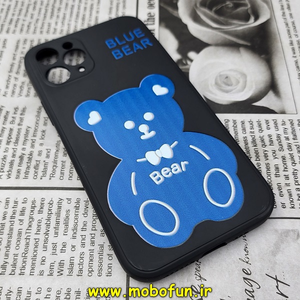 قاب گوشی iPhone 11 Pro آیفون سیلیکونی ژله ای طرح خرسی تدی TEDi محافظ لنز دار مشکی کد 250