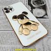 قاب گوشی iPhone 11 Pro Max آیفون طرح ژله ای مای کیس خرس طلایی تدی برجسته POWER BEAR محافظ لنز دار سفید کد 423