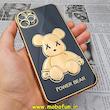 قاب گوشی iPhone 11 Pro Max آیفون طرح ژله ای مای کیس خرس طلایی تدی برجسته POWER BEAR محافظ لنز دار مشکی کد 424