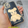 قاب گوشی iPhone 12 Pro آیفون طرح ژله ای مای کیس خرس طلایی تدی برجسته POWER BEAR محافظ لنز دار مشکی کد 665