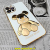 قاب گوشی iPhone 12 Pro آیفون طرح ژله ای مای کیس خرس طلایی تدی برجسته POWER BEAR محافظ لنز دار سفید کد 666