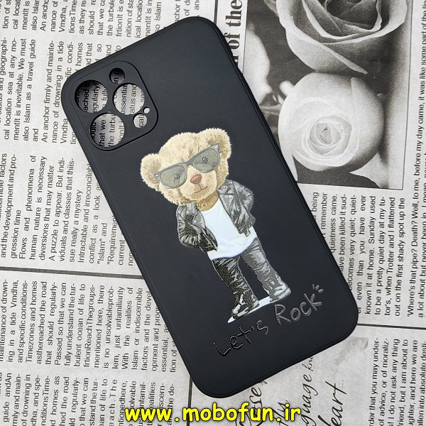 قاب گوشی iPhone 12 Pro آیفون سیلیکونی ژله ای طرح خرسی تدی TEDi محافظ لنز دار مشکی کد 667