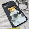 قاب گوشی iPhone 12 Pro آیفون سیلیکونی ژله ای طرح خرسی تدی TEDi محافظ لنز دار مشکی کد 668
