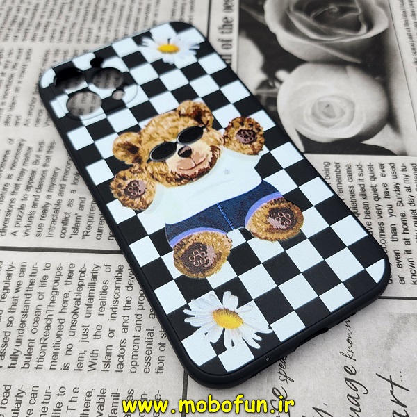 قاب گوشی iPhone 12 Pro آیفون سیلیکونی ژله ای طرح خرسی تدی TEDi محافظ لنز دار مشکی کد 676