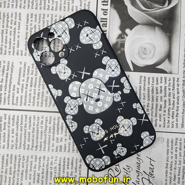 قاب گوشی iPhone 12 Pro آیفون سیلیکونی ژله ای طرح خرسی ربات KAWS محافظ لنز دار مشکی کد 678