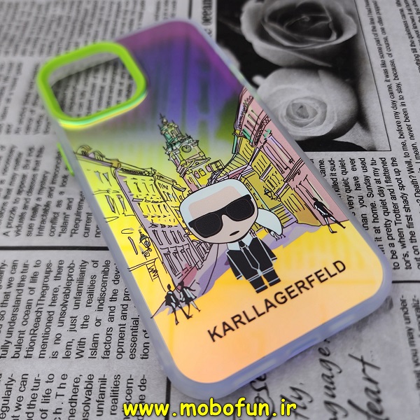 قاب گوشی iPhone 12 Pro Max آیفون طرح ضدضربه هولوگرامی لنز رنگی هفت رنگ کارل لاجرفلد KARL LAGERFELD کد 429