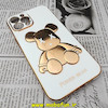 قاب گوشی iPhone 12 Pro Max آیفون طرح ژله ای مای کیس خرس طلایی تدی برجسته POWER BEAR محافظ لنز دار سفید کد 445