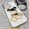 قاب گوشی iPhone 13 Pro آیفون طرح ژله ای مای کیس خرس طلایی تدی برجسته POWER BEAR محافظ لنز دار سفید کد 248
