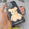 قاب گوشی iPhone 13 Pro آیفون طرح ژله ای مای کیس خرس طلایی تدی برجسته POWER BEAR محافظ لنز دار مشکی کد 249