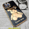 قاب گوشی iPhone 13 Pro آیفون طرح ژله ای مای کیس خرس طلایی تدی برجسته POWER BEAR محافظ لنز دار مشکی کد 249