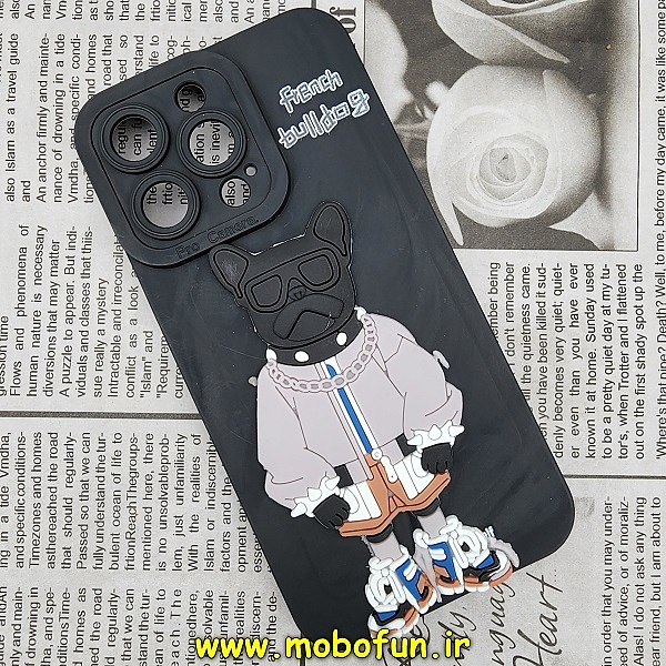 قاب گوشی iPhone 13 Pro آیفون طرح سیلیکونی ژله ای سه بعدی برجسته عروسکی محافظ لنز دار مشکی کد 256