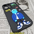 قاب گوشی iPhone 13 Pro آیفون طرح سیلیکونی ژله ای سه بعدی برجسته عروسکی محافظ لنز دار مشکی کد 257