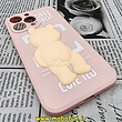قاب گوشی iPhone 13 Pro آیفون طرح سیلیکونی ژله ای سه بعدی برجسته عروسکی محافظ لنز دار صورتی کد 259