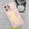 قاب گوشی iPhone 13 Pro آیفون طرح سیلیکونی ژله ای سه بعدی برجسته عروسکی محافظ لنز دار صورتی کد 259
