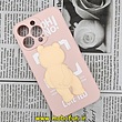 قاب گوشی iPhone 13 Pro آیفون طرح سیلیکونی ژله ای سه بعدی برجسته عروسکی محافظ لنز دار صورتی کد 259