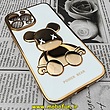 قاب گوشی iPhone 13 Pro Max آیفون طرح ژله ای مای کیس خرس طلایی تدی برجسته POWER BEAR محافظ لنز دار سفید کد 326