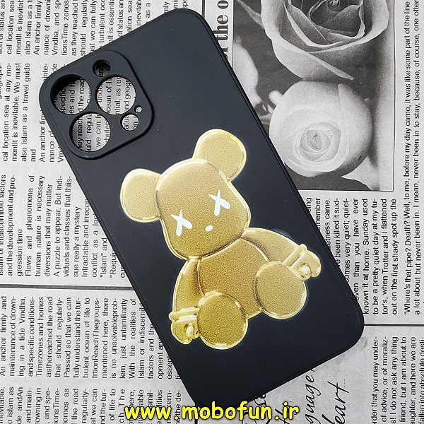 قاب گوشی iPhone 13 Pro Max آیفون سیلیکونی ژله ای طرح خرسی تدی TEDi محافظ لنز دار مشکی کد 337