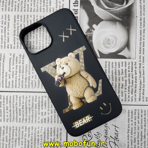 قاب گوشی iPhone 14 Pro Max آیفون سیلیکونی ژله ای طرح خرسی تدی TEDi مشکی کد 32
