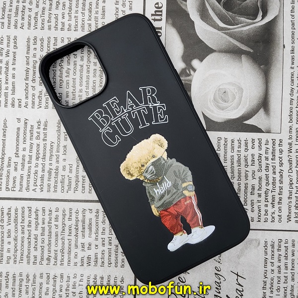 قاب گوشی iPhone 14 Pro Max آیفون سیلیکونی ژله ای طرح خرسی تدی TEDi مشکی کد 35