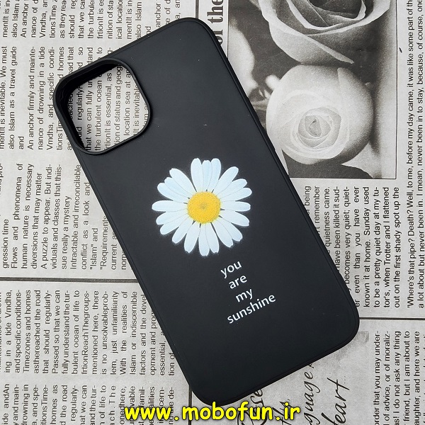 قاب گوشی iPhone 14 Pro Max آیفون سیلیکونی ژله ای طرح گل بابونه مشکی کد 40