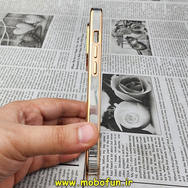 قاب گوشی iPhone 14 Pro آیفون طرح پشت طلق شیشه ای شفاف اورجینال برند CASE MATE طلایی کد 39