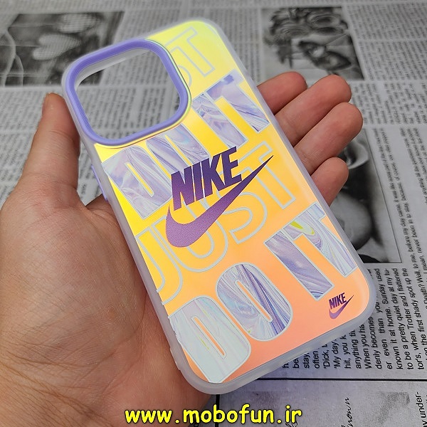 قاب گوشی iPhone 14 Pro آیفون طرح ضدضربه هولوگرامی لنز رنگی هفت رنگ نایکی NIKE کد 53