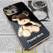 قاب گوشی iPhone 14 Pro Max آیفون طرح ژله ای مای کیس خرس طلایی تدی برجسته POWER BEAR محافظ لنز دار مشکی کد 57