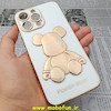 قاب گوشی iPhone 14 Pro Max آیفون طرح ژله ای مای کیس خرس طلایی تدی برجسته POWER BEAR محافظ لنز دار سفید کد 58