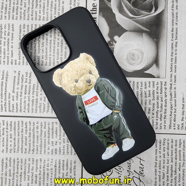 قاب گوشی iPhone 14 Pro Max آیفون سیلیکونی ژله ای طرح خرسی تدی TEDi مشکی کد 70