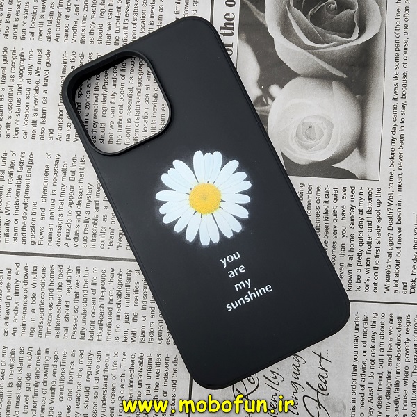 قاب گوشی iPhone 14 Pro Max آیفون سیلیکونی ژله ای طرح گل بابونه مشکی کد 72