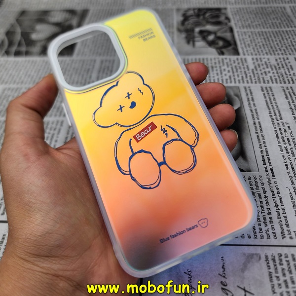 قاب گوشی iPhone 14 Pro Max آیفون طرح ضدضربه هولوگرامی لنز رنگی هفت رنگ خرسی تدی کد 82