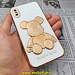 قاب گوشی iPhone X - iPhone XS آیفون طرح ژله ای مای کیس خرس طلایی تدی برجسته POWER BEAR محافظ لنز دار سفید کد 369
