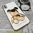 قاب گوشی iPhone X - iPhone XS آیفون طرح ژله ای مای کیس خرس طلایی تدی برجسته POWER BEAR محافظ لنز دار سفید کد 369