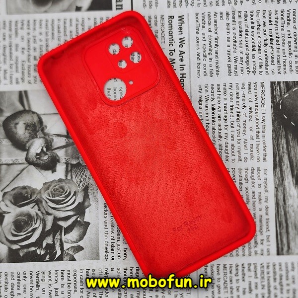 قاب گوشی Redmi 10C - Poco C40 شیائومی سیلیکونی اورجینال سورا SORA پاک کنی درجه یک زیربسته محافظ لنز دار قرمز کد 92